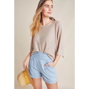 Anthropologie Alicia Shimmer Pullover‎ Top Gold Linen Blend XS Sparkle Dolman